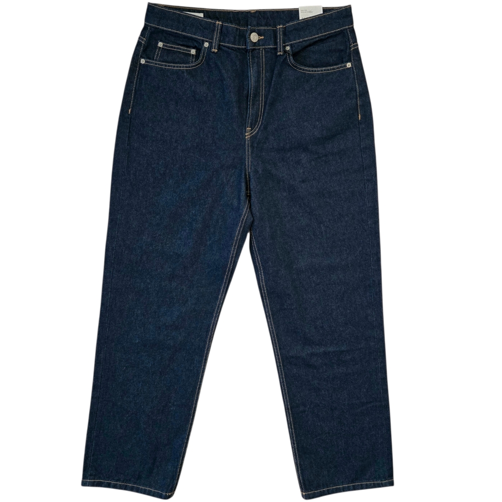 Zara Mom Fit High Rise Jeans Womens Size 12 Blue Dark Wash 100% Cotton Zip Fly